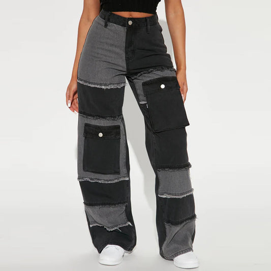 Mixed Baggy Jeans - Denim, Pants